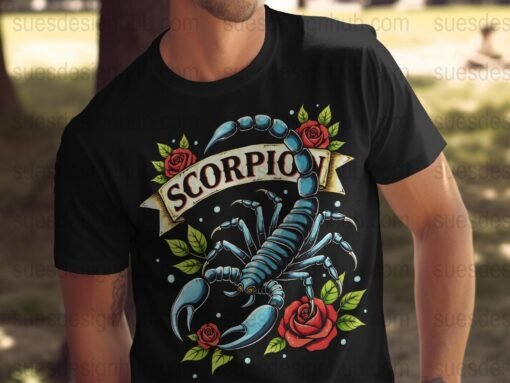 Scorpion Artwork Red Roses | DTF Halftone Design