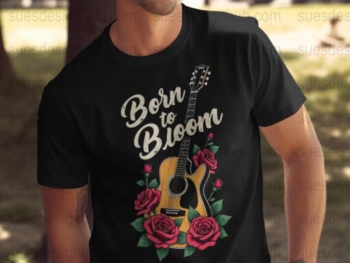 Born to Bloom Guitar | DTF Halftone Design