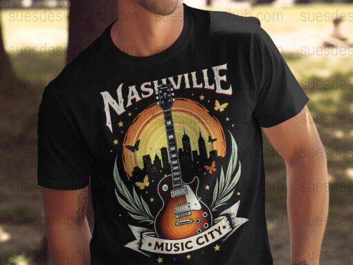 Retro Nashville Music City | DTF Halftone Design