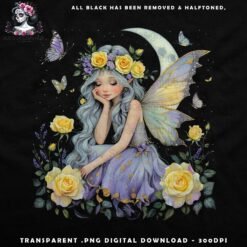 Enchanting Fairy Princess with Flowers | DTF Transfer Artwork