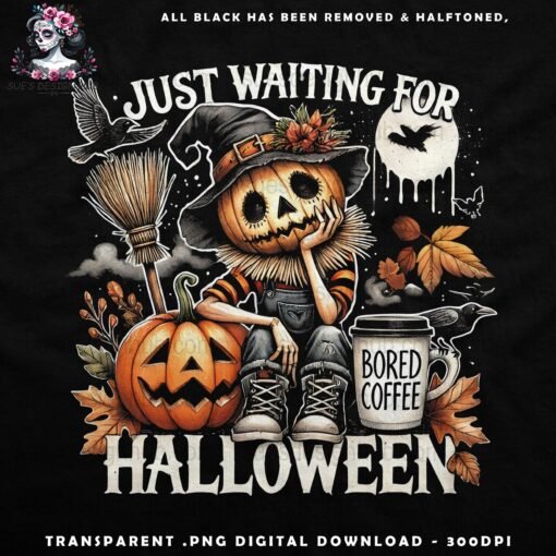 Just Waiting For Halloween Scarecrow | Halftone Art