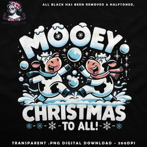 Mooey Christmas - Halftone Print Ready Designs for DTF and White Toner Printing