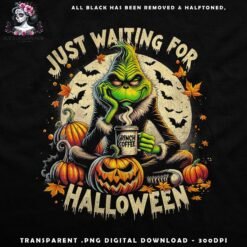 Just Waiting For Halloween Grinch Coffee | Halftone Art