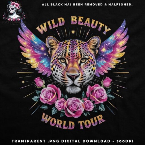 Wild Beauty World Tour - Halftone Print Ready Designs for DTF and White Toner Printing