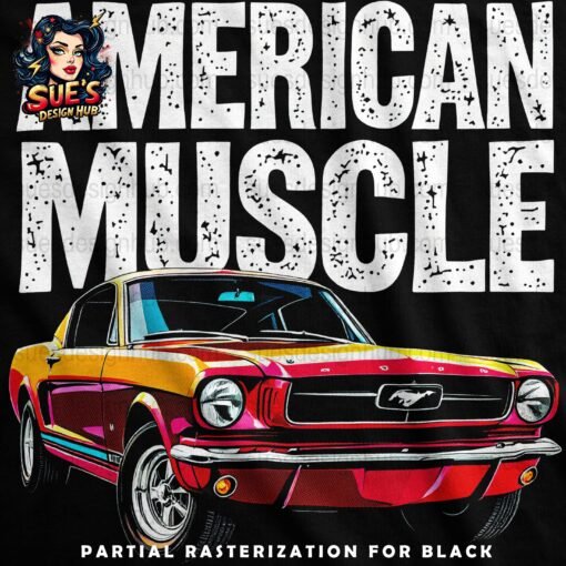 Classic American Muscle Car - Halftone Print Ready Designs for DTF and White Toner Printing